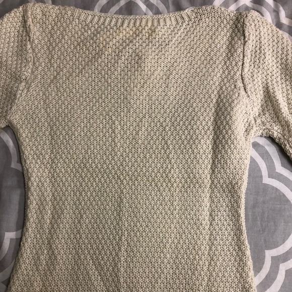 Off white cream Turkish wool Women’s sweater stretch crew neck Red Roza Brand - Picture 9 of 13